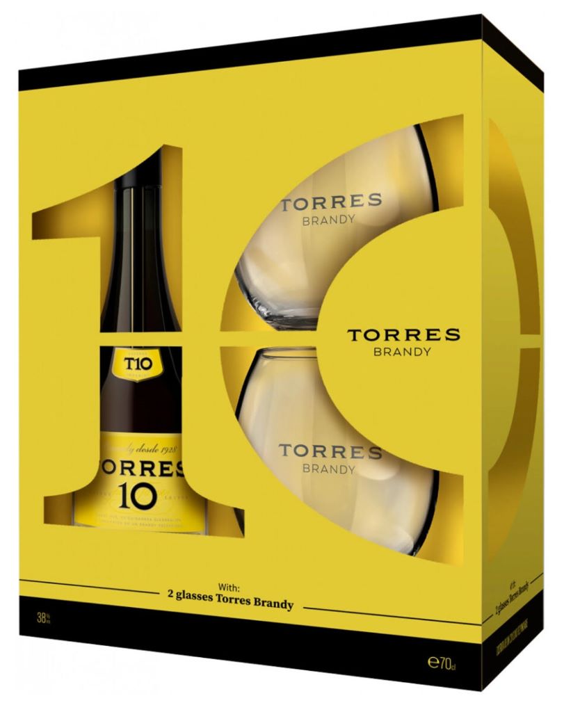 Бренди Torres 10 YO Gran Reserva 38% + 2 Glass (0,7L)