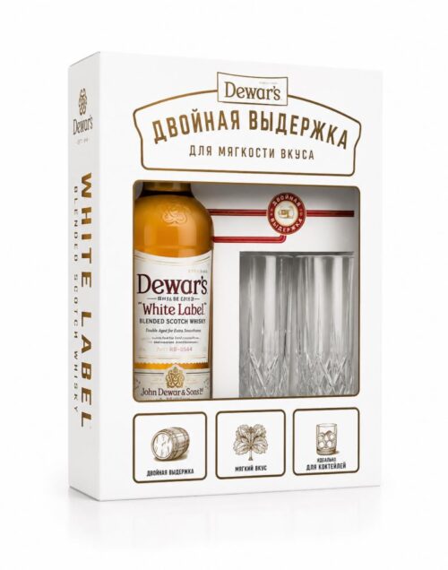 Виски Dewars White Label 40% +1 Glass (0.7L)