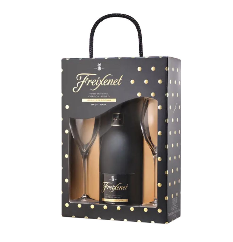 Игристое вино Freixenet, Cava `Cordon Negro` Magic Moment + 2 Glass 11,5 % (0,75L)