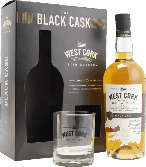 Виски West Cork Black Cask Matured 40% + 2 Glass (0,7L)