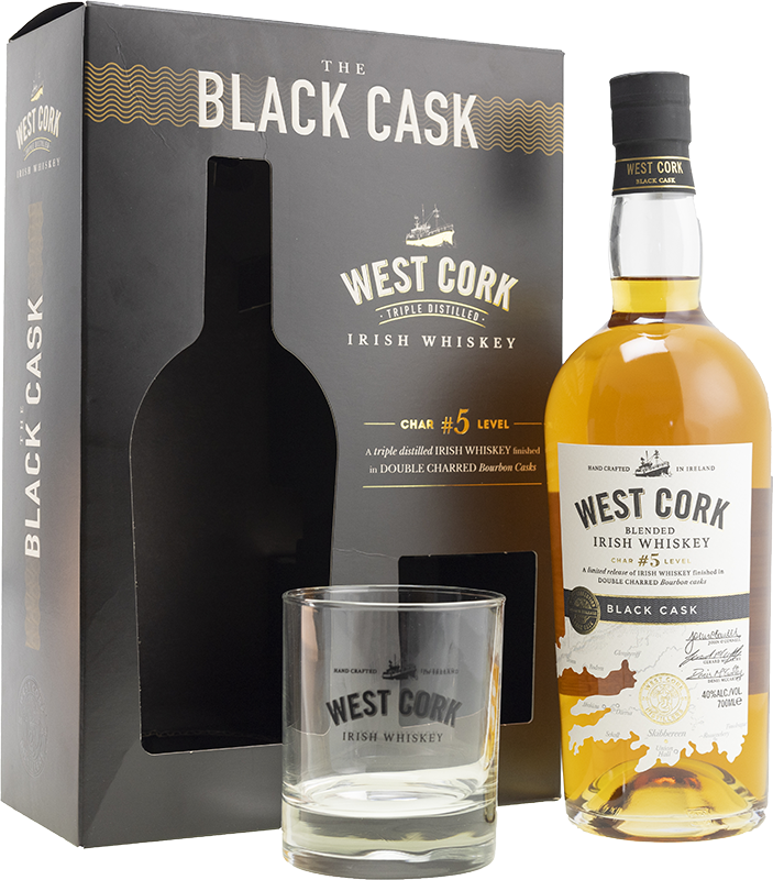Виски West Cork Black Cask Matured 40% + 2 Glass (0,7L)
